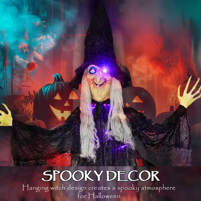 183cm Animated Hanging Halloween Witch - LED Light Effects and Body | Sound Effects OUTSUNNY - Little and Giant Explorers Outsunny
