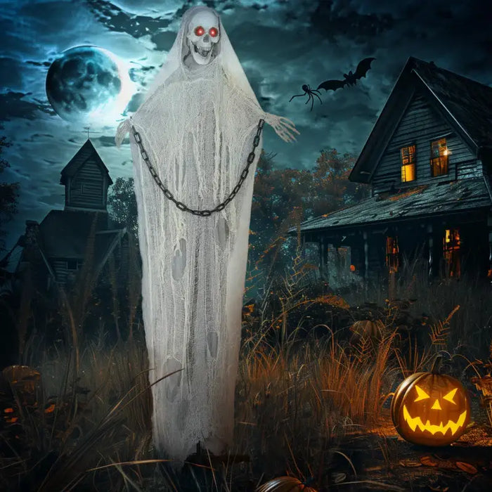 183cm Animated Skeleton Grim Reaper Prop - Glowing Eyes | Sound and Motion Effects OUTSUNNY - Little and Giant Explorers Outsunny