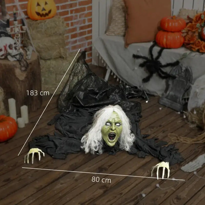 183cm Life-Size Crawling Zombie Old Lady | Animated Halloween Decoration - Creepy Sounds OUTSUNNY - Little and Giant Explorers Outsunny
