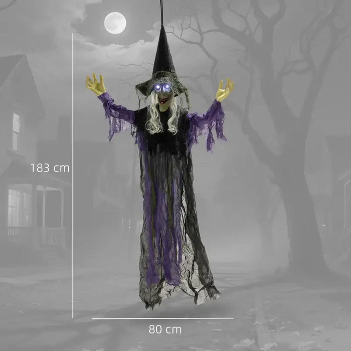 183cm Life-Size Hanging Witch Halloween Decoration | Sound and Motion Activated OUTSUNNY - Little and Giant Explorers Outsunny
