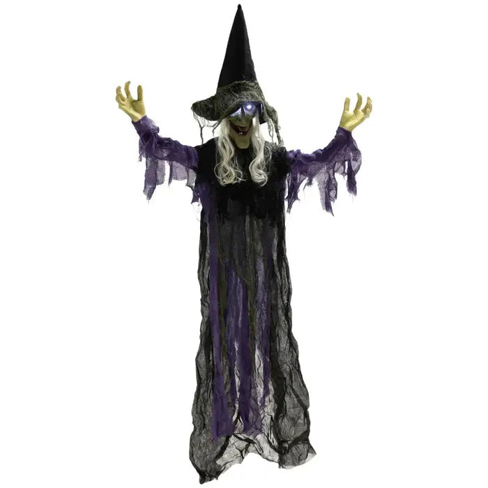 183cm Life-Size Hanging Witch Halloween Decoration | Sound and Motion Activated OUTSUNNY - Little and Giant Explorers Outsunny