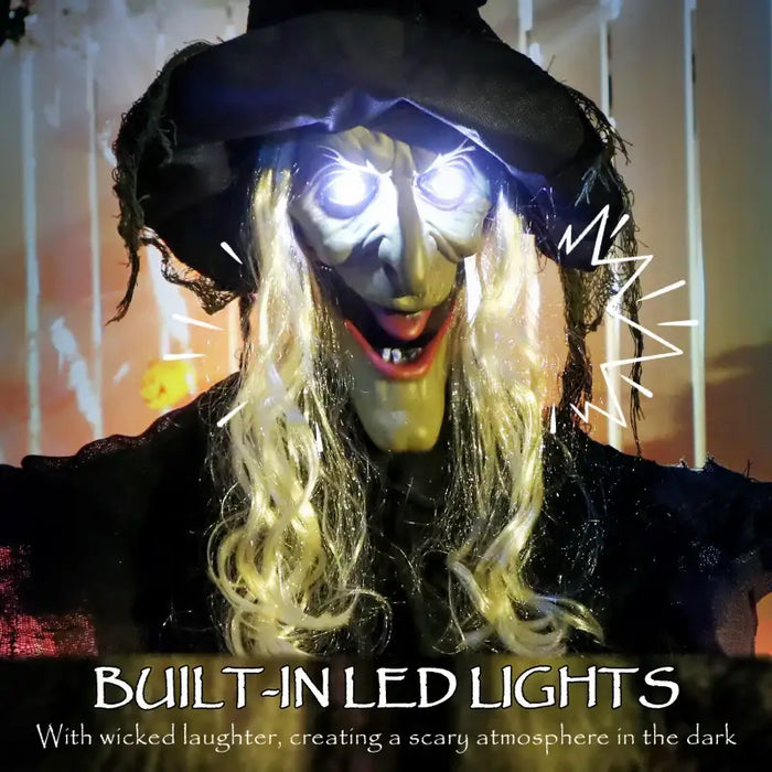 183cm Life-Size Hanging Witch Halloween Decoration | Sound and Motion Activated OUTSUNNY - Little and Giant Explorers Outsunny