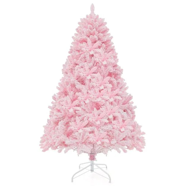 185cm Pink Candy Christmas Tree - 808 Branch Tips | 350 LED Lights - Hinged Design COSTWAY - Little and Giant Explorers Costway