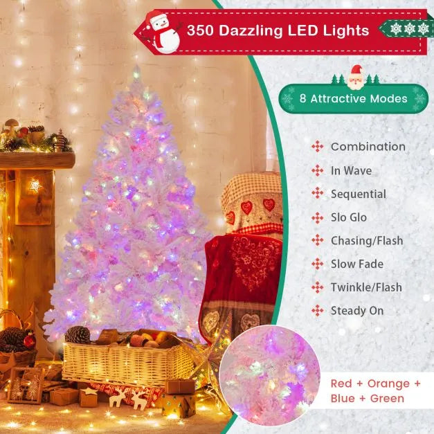 185cm Pink Candy Christmas Tree - 808 Branch Tips | 350 LED Lights - Hinged Design COSTWAY - Little and Giant Explorers Costway