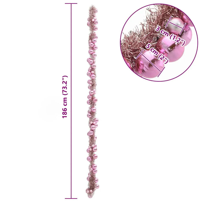 186cm Christmas Ball Garland – Pink | Lightweight - Indoor and Outdoor Festive Décor VIDAXL - Little and Giant Explorers vidaXL