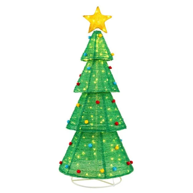 190cm Collapsible Pre-Lit Christmas Tree – 200 Warm White LEDs | Weather-Resistant Fabric COSTWAY - Little and Giant Explorers Costway