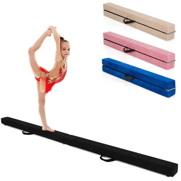 2.1M Foldable Balance Beam | Black Professional Gymnastics Training Equipment - Little and Giant Explorers Costway