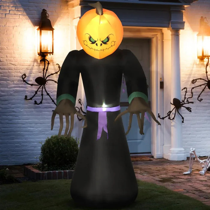 2.1m Inflatable Pumpkin Ghost with LEDs - Little and Giant Explorers HOMCOM