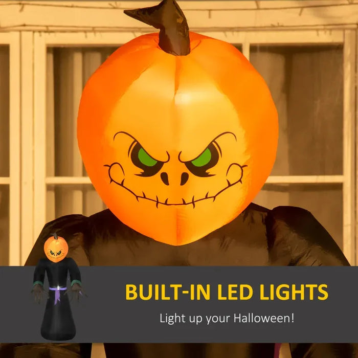 2.1m Inflatable Pumpkin Ghost with LEDs - Little and Giant Explorers HOMCOM