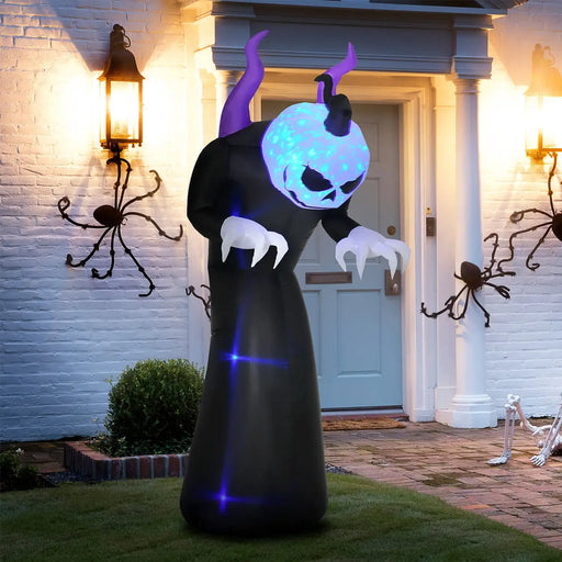 2.1m Inflatable Halloween Ghost with Horns | LED and Flame Lights OUTSUNNY - Little and Giant Explorers Outsunny