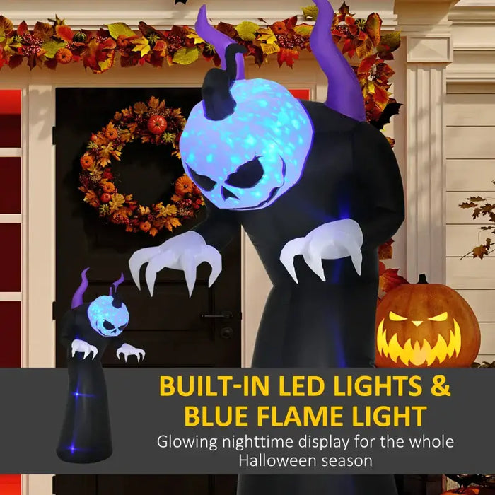 2.1m Inflatable Halloween Ghost with Horns | LED and Flame Lights OUTSUNNY - Little and Giant Explorers Outsunny