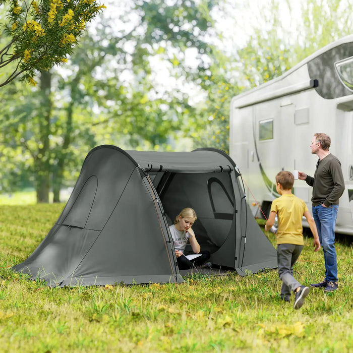 Camping Tent with Living Area and 2 Bedrooms in Dark Grey (3 persons) - Little and Giant Explorers Outsunny