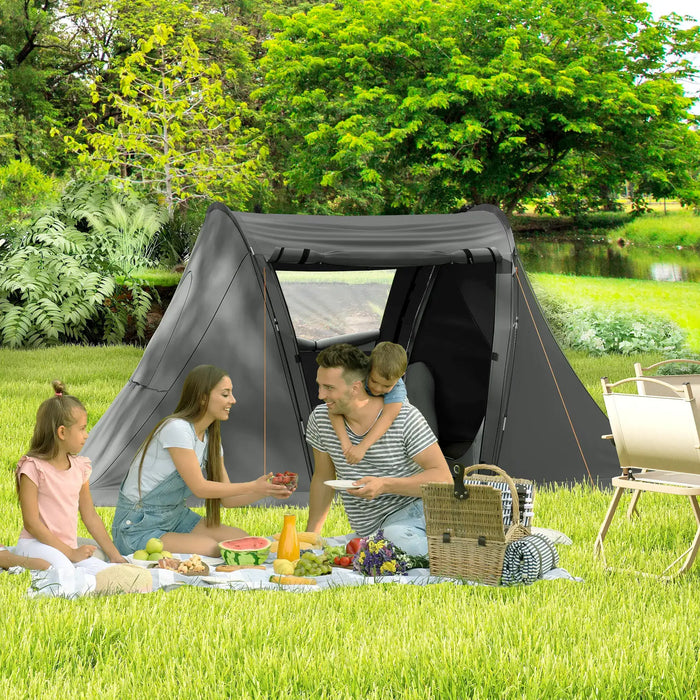 Camping Tent with Living Area and 2 Bedrooms in Dark Grey (3 persons) - Little and Giant Explorers Outsunny