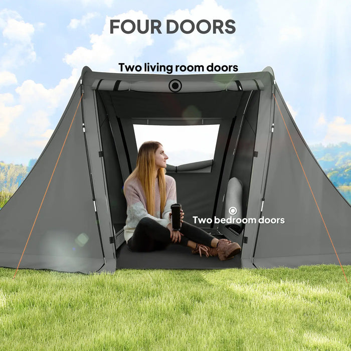 Camping Tent with Living Area and 2 Bedrooms in Dark Grey (3 persons) - Little and Giant Explorers Outsunny