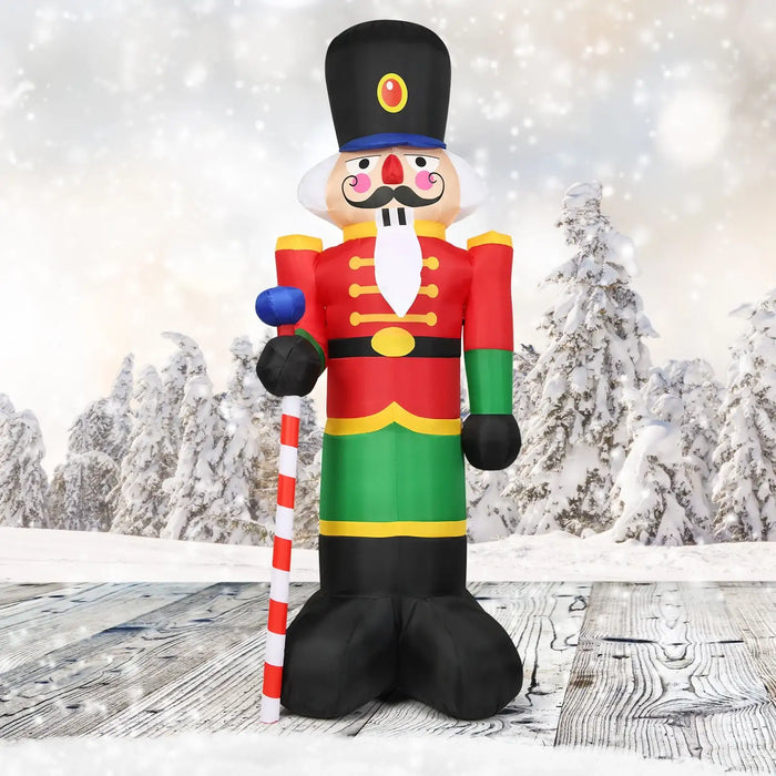 2.4m Inflatable Christmas Nutcracker Soldier | Built-In LED Lights - Waterproof Polyester COSTWAY - Little and Giant Explorers Costway