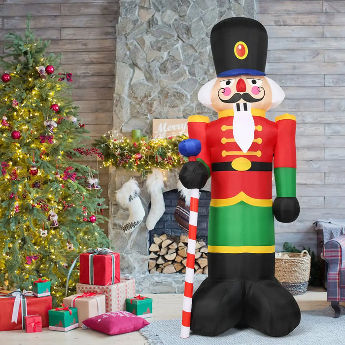 2.4m Inflatable Christmas Nutcracker Soldier | Built-In LED Lights - Waterproof Polyester COSTWAY - Little and Giant Explorers Costway