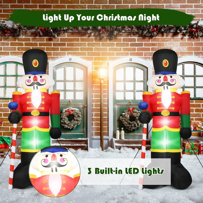 2.4m Inflatable Christmas Nutcracker Soldier | Built-In LED Lights - Waterproof Polyester COSTWAY - Little and Giant Explorers Costway