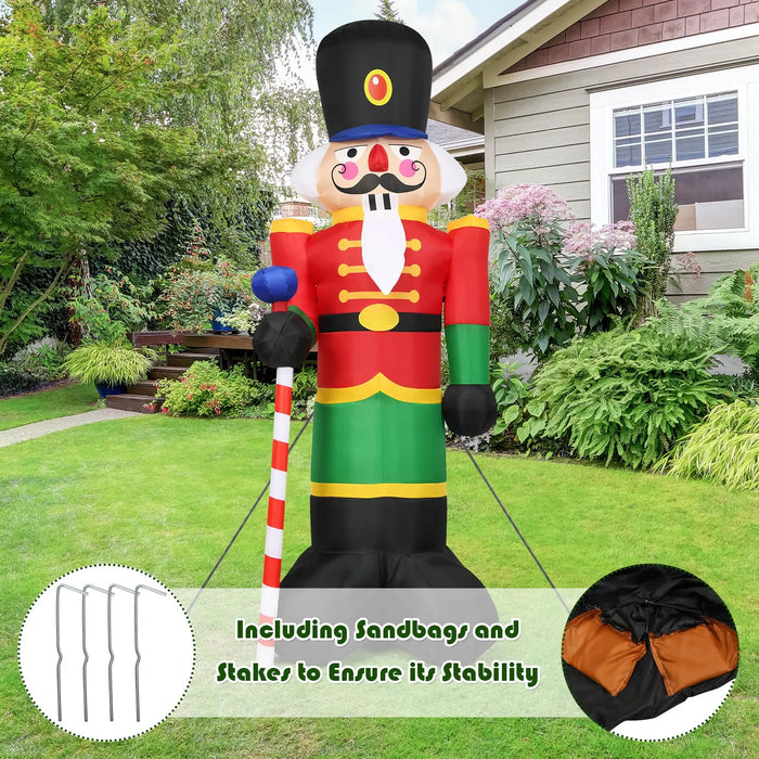 2.4m Inflatable Christmas Nutcracker Soldier | Built-In LED Lights - Waterproof Polyester COSTWAY - Little and Giant Explorers Costway