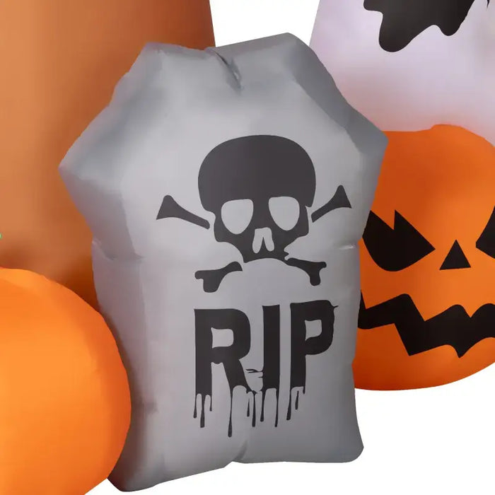 2.4m Inflatable Halloween Ghost Tree with Bat, Tombstone, Ghosts and Pumpkins – 7 LED Lights | OUTSUNNY - Little and Giant Explorers Outsunny