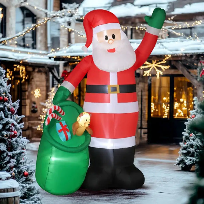 2.75m Giant Inflatable Santa with Bear Sack | Outdoor Christmas Decoration - LED Lights OUTSUNNY - Little and Giant Explorers Outsunny
