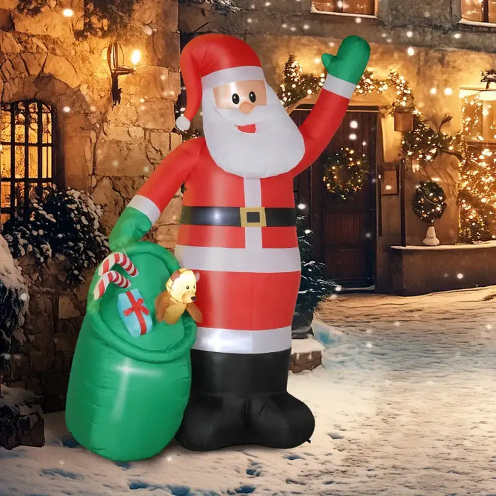 2.75m Giant Inflatable Santa with Bear Sack | Outdoor Christmas Decoration - LED Lights OUTSUNNY - Little and Giant Explorers Outsunny