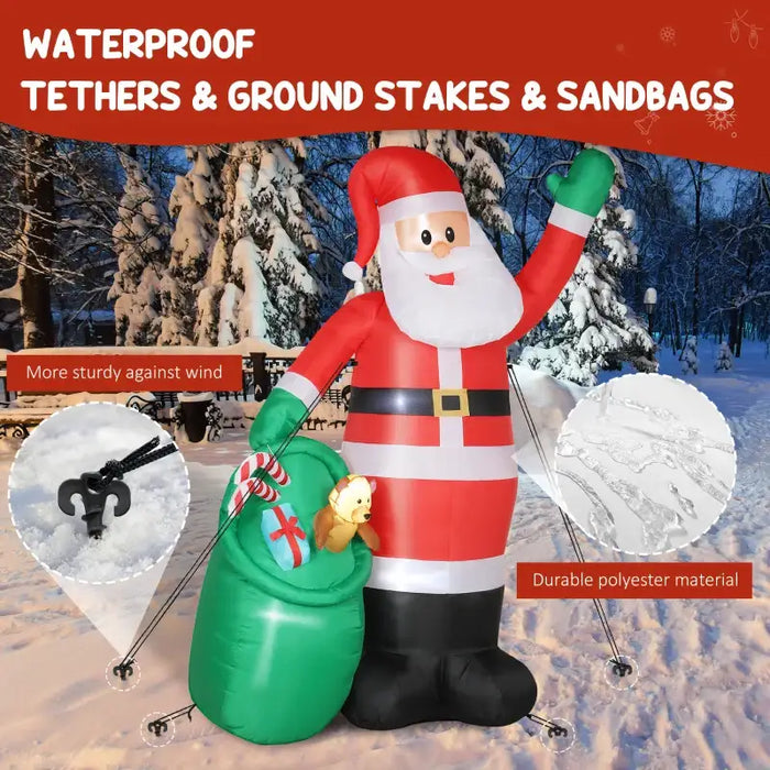 2.75m Giant Inflatable Santa with Bear Sack | Outdoor Christmas Decoration - LED Lights OUTSUNNY - Little and Giant Explorers Outsunny