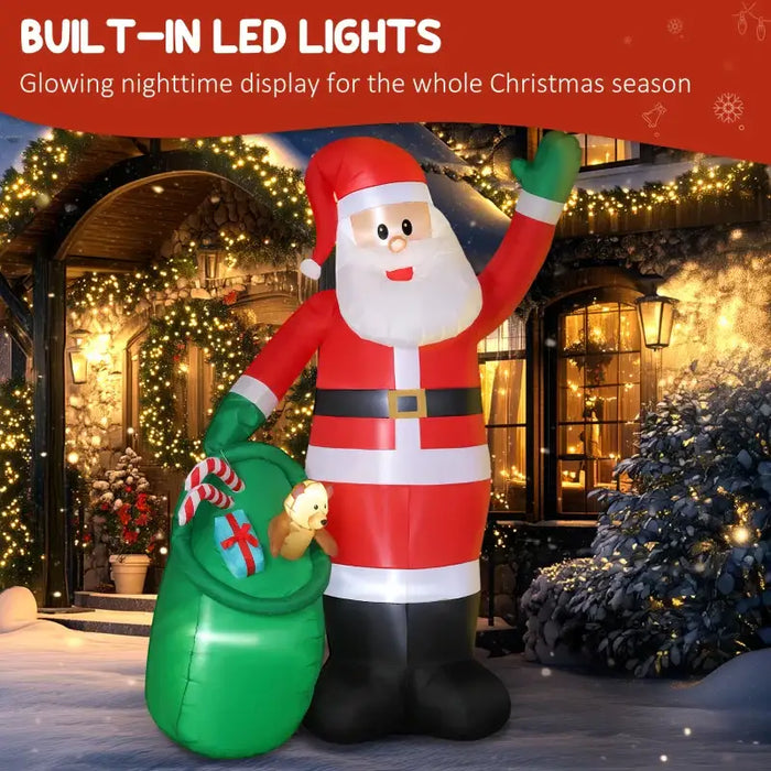 2.75m Giant Inflatable Santa with Bear Sack | Outdoor Christmas Decoration - LED Lights OUTSUNNY - Little and Giant Explorers Outsunny