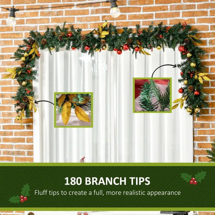 2.7m Artificial Christmas Garland with Pine Cones - Little and Giant Explorers HOMCOM