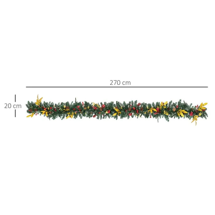 2.7m Artificial Christmas Garland with Pine Cones - Little and Giant Explorers HOMCOM