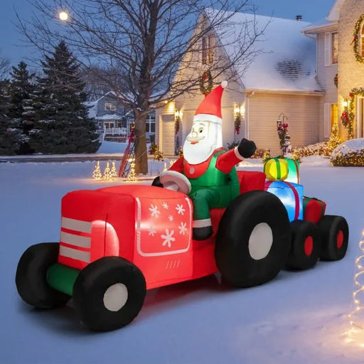 2.7m Inflatable Santa Claus Tractor | Gifts and Built-in LED Lights COSTWAY - Little and Giant Explorers Costway