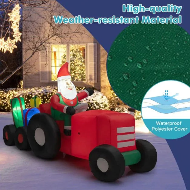 2.7m Inflatable Santa Claus Tractor | Gifts and Built-in LED Lights COSTWAY - Little and Giant Explorers Costway