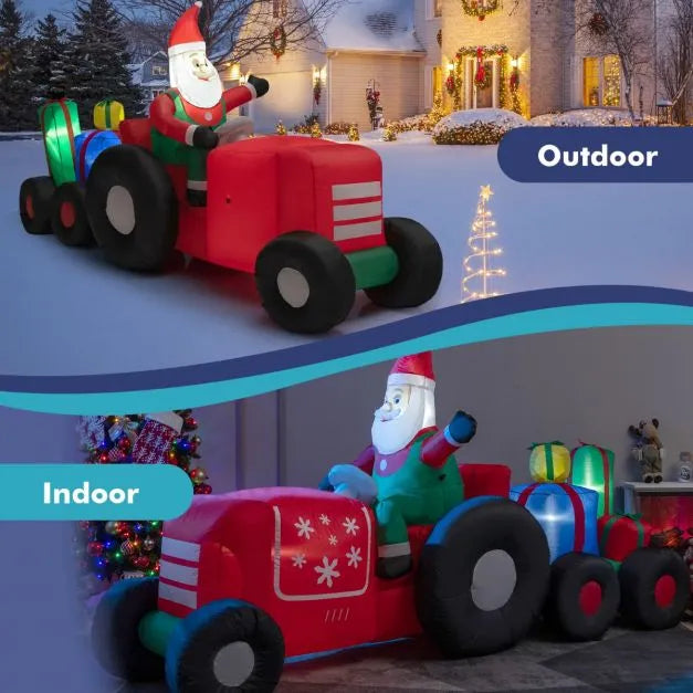 2.7m Inflatable Santa Claus Tractor | Gifts and Built-in LED Lights COSTWAY - Little and Giant Explorers Costway