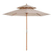 2.7m Wooden Garden Parasol – Double Canopy | Bamboo Ribs in Teak Finish and Beige OUTSUNNY - Little and Giant Explorers vidaXL