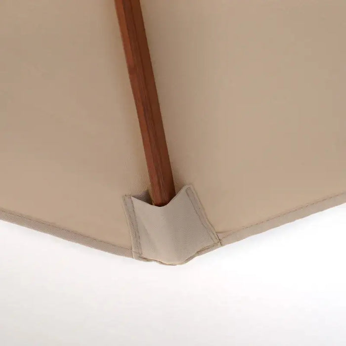 2.7m Wooden Garden Parasol – Double Canopy | Bamboo Ribs in Teak Finish and Beige OUTSUNNY - Little and Giant Explorers vidaXL