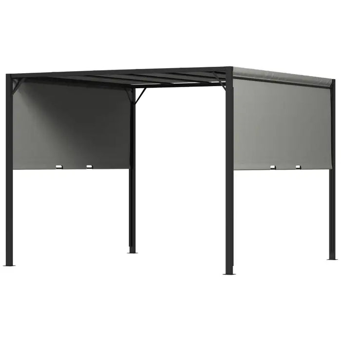 2.95mx2.95m Steel Patio Pergola – Adjustable Side Canopy | Charcoal Grey and Black OUTSUNNY - Little and Giant Explorers Outsunny
