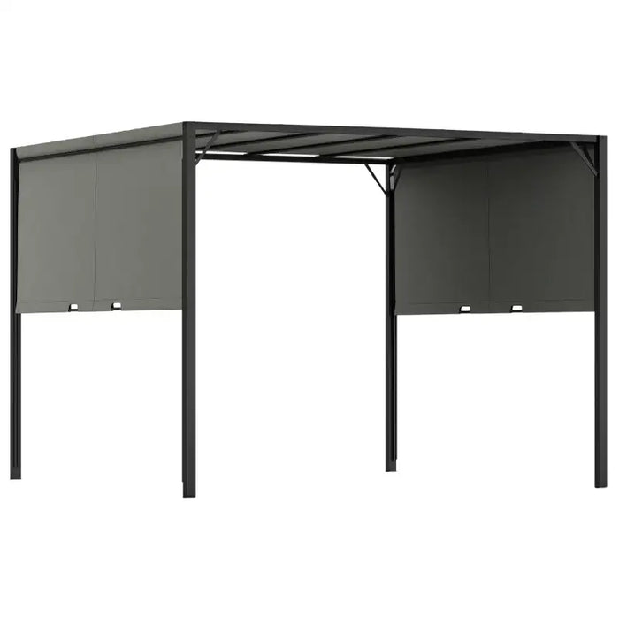 2.95mx2.95m Steel Patio Pergola – Adjustable Side Canopy | Charcoal Grey and Black OUTSUNNY - Little and Giant Explorers Outsunny