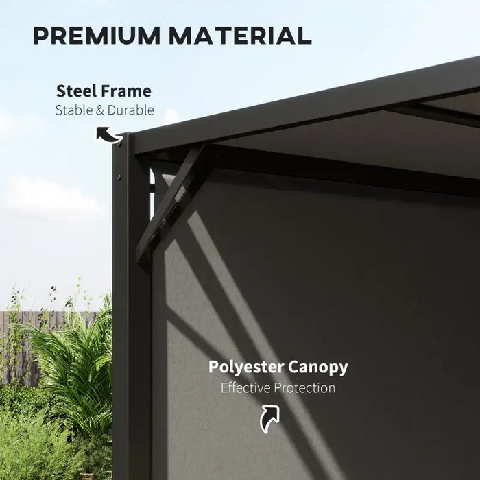 2.95mx2.95m Steel Patio Pergola – Adjustable Side Canopy | Charcoal Grey and Black OUTSUNNY - Little and Giant Explorers Outsunny