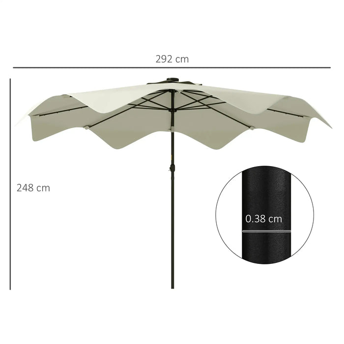 Solar Patio Umbrella with LED and Tilt in Cream White - Little and Giant Explorers Outsunny