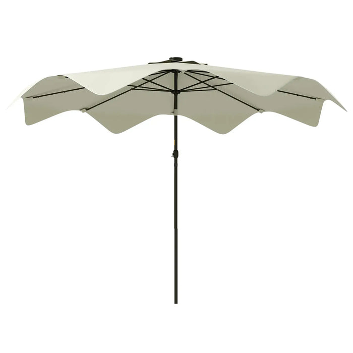 Solar Patio Umbrella with LED and Tilt in Cream White - Little and Giant Explorers Outsunny