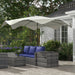 Solar Patio Umbrella with LED and Tilt in Cream White - Little and Giant Explorers Outsunny