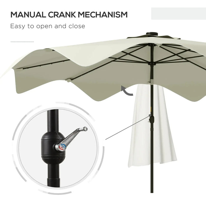 Solar Patio Umbrella with LED and Tilt in Cream White - Little and Giant Explorers Outsunny