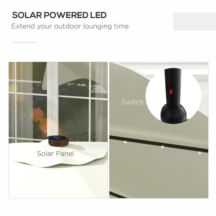 Solar Patio Umbrella with LED and Tilt in Cream White - Little and Giant Explorers Outsunny