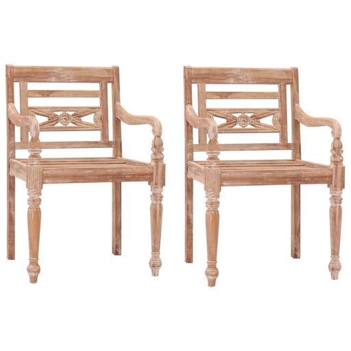 2 Batavia Chairs in White Wash Solid Teak Wood - Little and Giant Explorers vidaXL