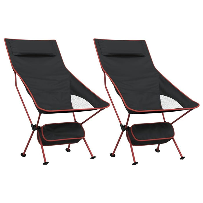 2 Foldable Camping Chairs in Black - Little and Giant Explorers vidaXL