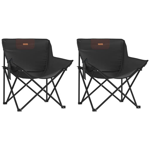 Camping Chairs with Pocket Foldable 2 pcs Black - Little and Giant Explorers vidaXL