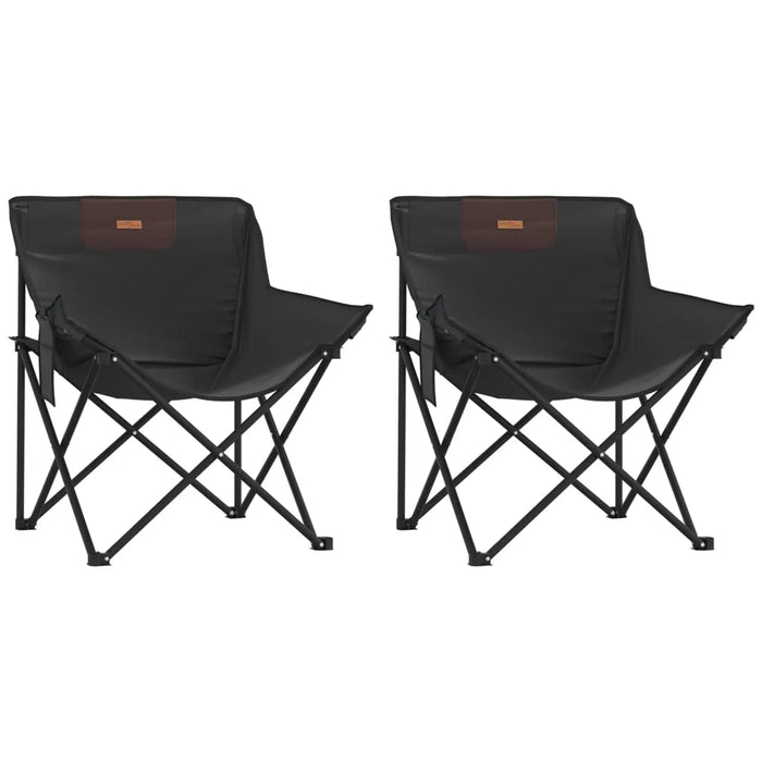 Camping Chairs with Pocket Foldable 2 pcs Black - Little and Giant Explorers vidaXL