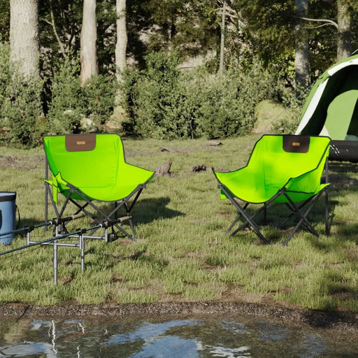 Camping Chairs with Pocket Foldable 2 pcs Green - Little and Giant Explorers vidaXL