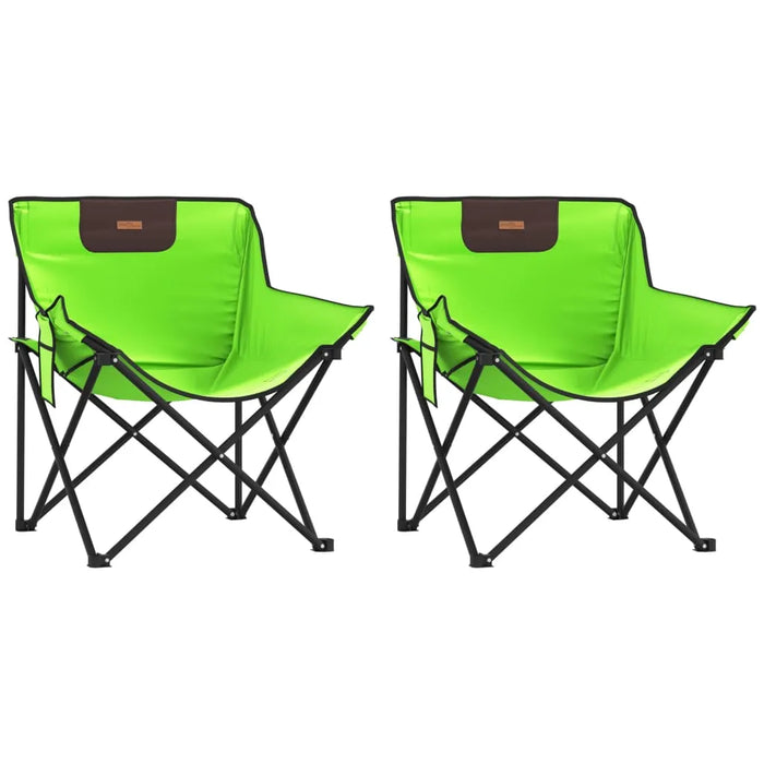 Camping Chairs with Pocket Foldable 2 pcs Green - Little and Giant Explorers vidaXL