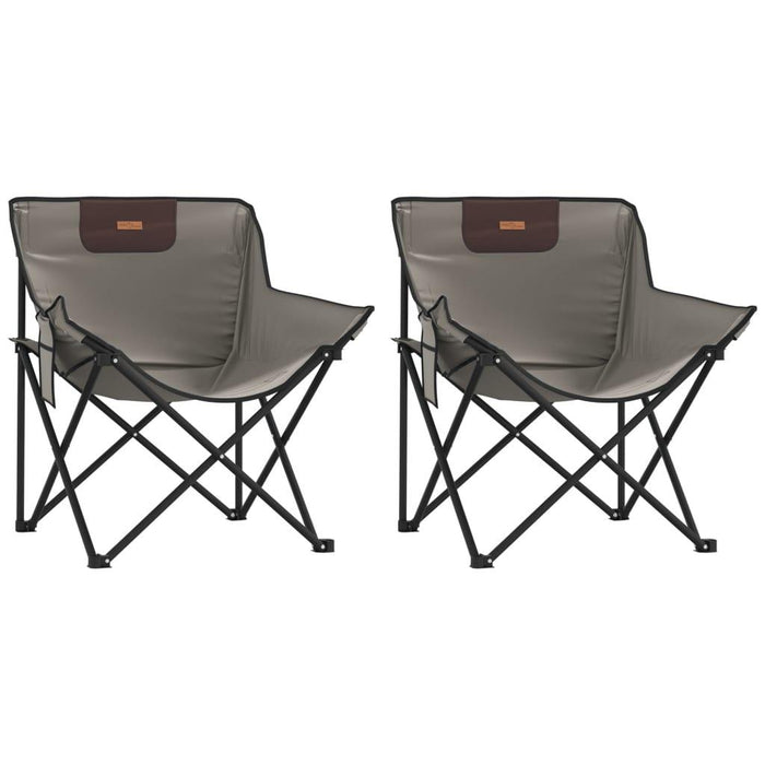 2 Foldable Camping Chairs with Pocket in Grey - Little and Giant Explorers vidaXL