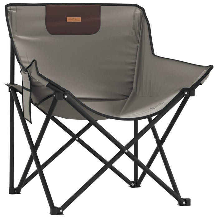 2 Foldable Camping Chairs with Pocket in Grey - Little and Giant Explorers vidaXL